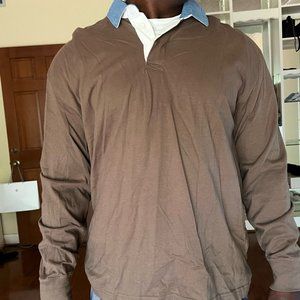 Abercrombie & Fitch Mens Denim Collar Brown Pullover